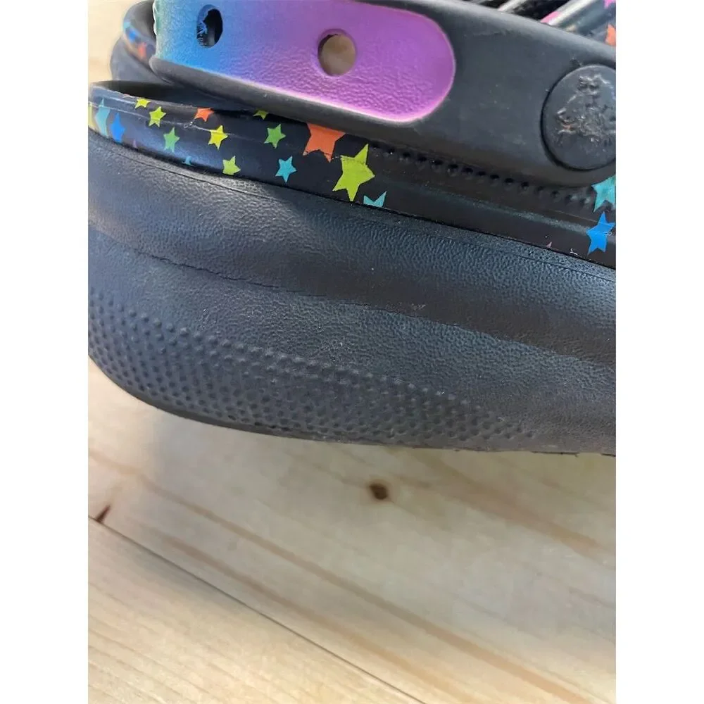 Crocs Cutie Crush Disco Dance Party Platform Clogs Kids Black Multi Stars 6‎